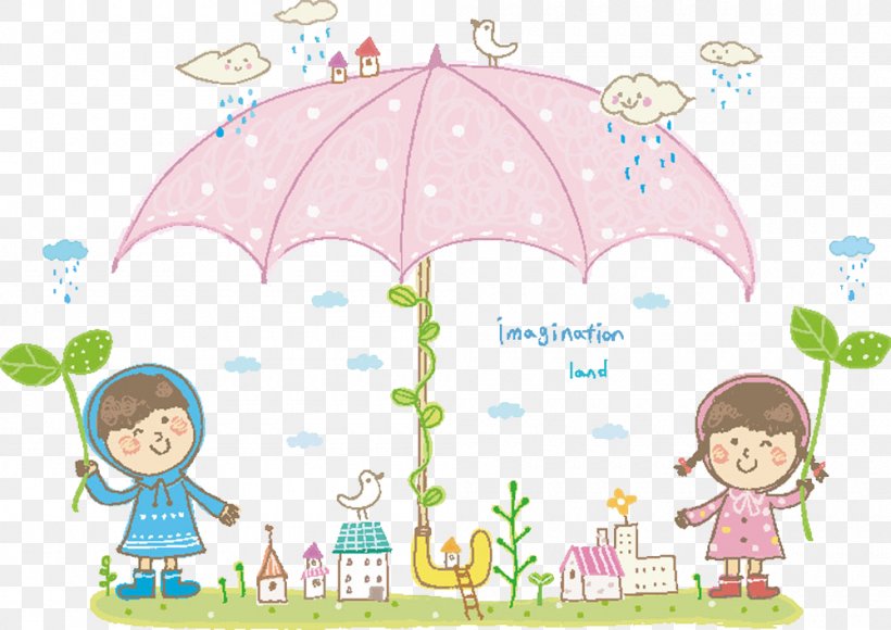 Child Cartoon Umbrella Illustration, PNG, 1000x708px, Child, Animation, Architecture, Area, Baby Toys Download Free