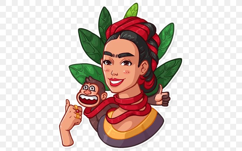 Frida Kahlo Telegram Sticker VKontakte Clip Art, PNG, 512x512px, Frida Kahlo, Art, Cartoon, Face, Fairy Download Free