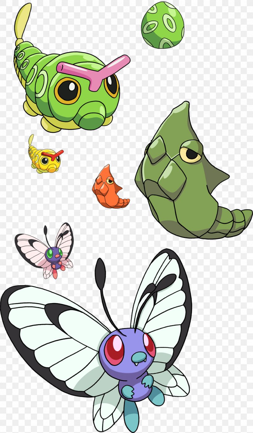 Pokémon HeartGold And SoulSilver Caterpie Metapod Butterfree, PNG, 1024x1753px, Caterpie, Art, Artwork, Ash Ketchum, Bulbasaur Download Free