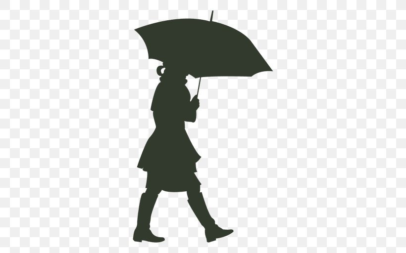 Silhouette Drawing Umbrella Woman, PNG, 512x512px, Silhouette, Black And White, Cartoon, Child, Drawing Download Free