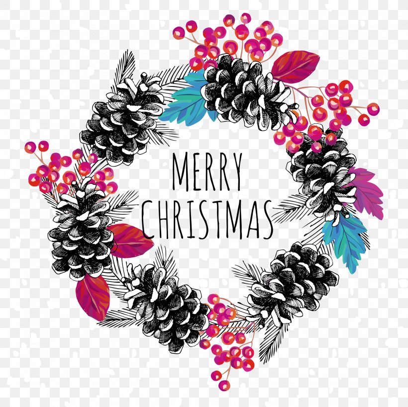 Christmas Pine Ring, PNG, 2164x2163px, Christmas, Christmas Card, Christmas Tree, Drawing, Floral Design Download Free