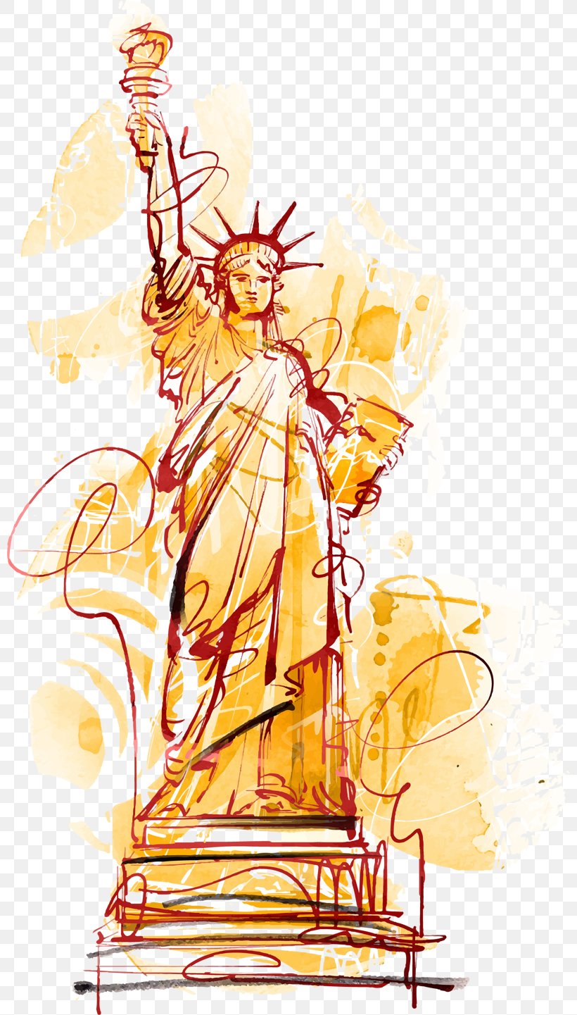 Statue Of Liberty Watercolor Painting, PNG, 800x1441px, Statue Of Liberty, Animation, Art, Artwork, Cartoon Download Free