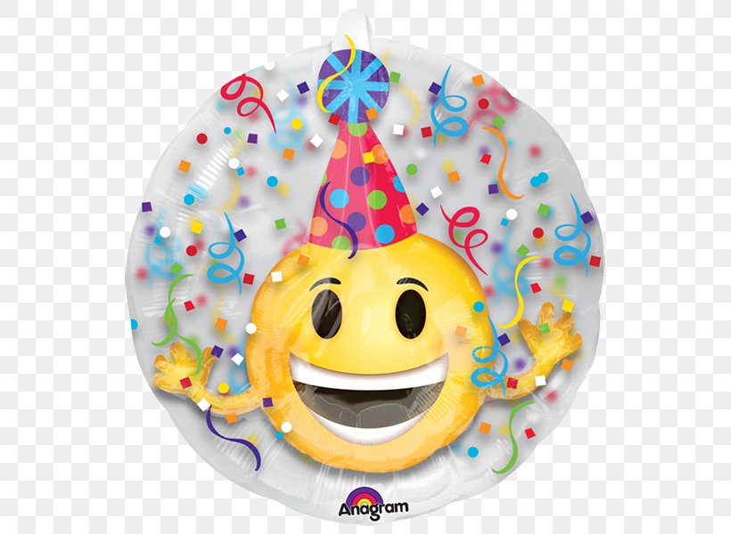 Balloon Party Hat Birthday Emoticon, PNG, 600x600px, Balloon, Baby Toys, Birthday, Confetti, Emoji Download Free