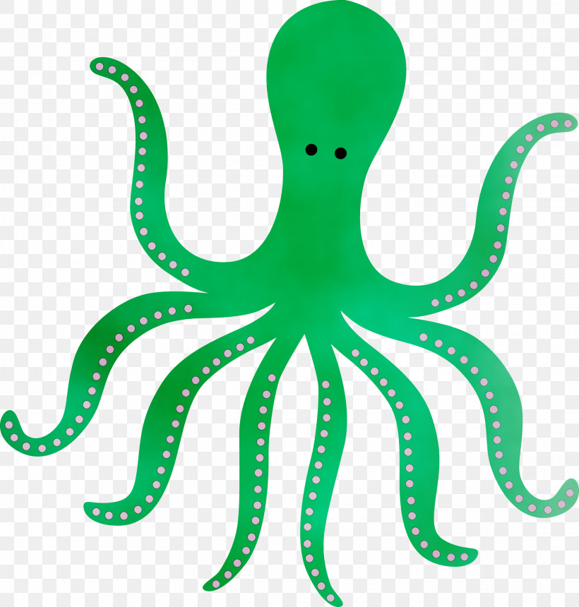 Octopus Giant Pacific Octopus Green Octopus Animal Figure, PNG, 2859x3000px, Watercolor, Animal Figure, Giant Pacific Octopus, Green, Octopus Download Free