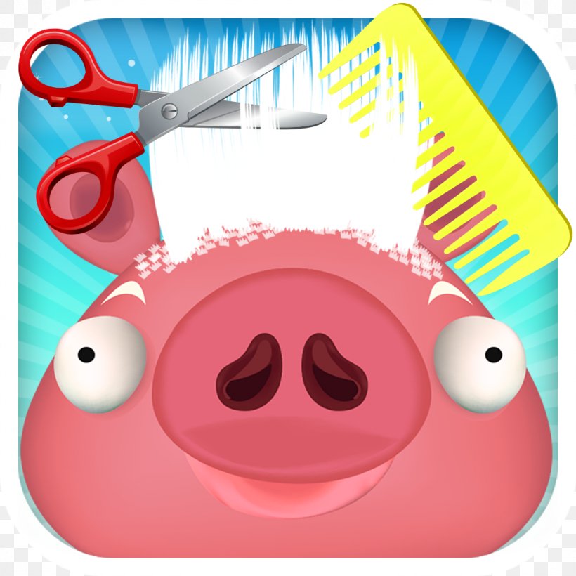 Pig Hair Salon Game Hairstyle Hairdresser, PNG, 1024x1024px, Pig, Barber, Beauty Parlour, Domestic Pig, Game Download Free