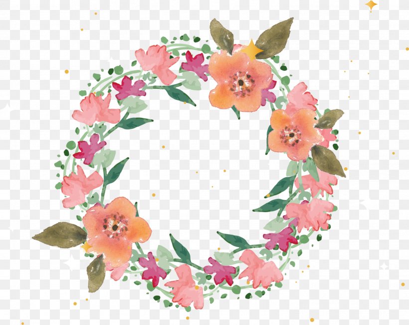 Watercolor Flower Wreath, PNG, 1475x1172px, Wreath, Blossom, Crown, Floral Design, Flower Download Free