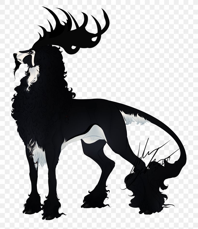 Mustang Reindeer Legendary Creature Pack Animal Black, PNG, 3452x3986px, Mustang, Antler, Art, Black, Black And White Download Free