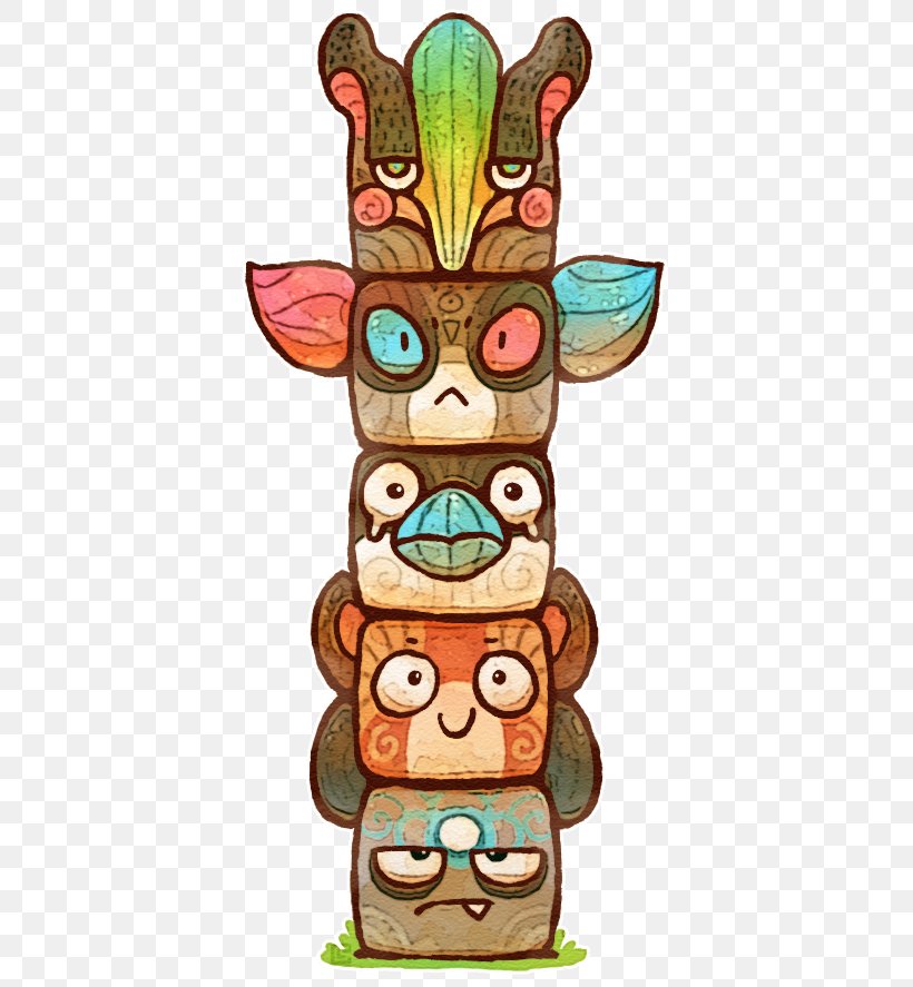 Totem Pole Illustration Art Drawing, PNG, 397x887px, Watercolor, Cartoon, Flower, Frame, Heart Download Free