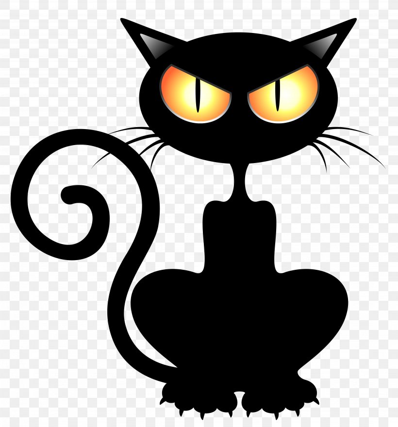 Black Cat Kitten Halloween Clip Art, PNG, 4102x4406px, Cat, Artwork, Beak, Black, Black And White Download Free