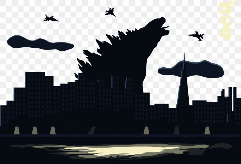 Godzilla Monster Film Illustration, PNG, 2917x1994px, Godzilla, Black And White, Brand, Film, Haunted House Download Free