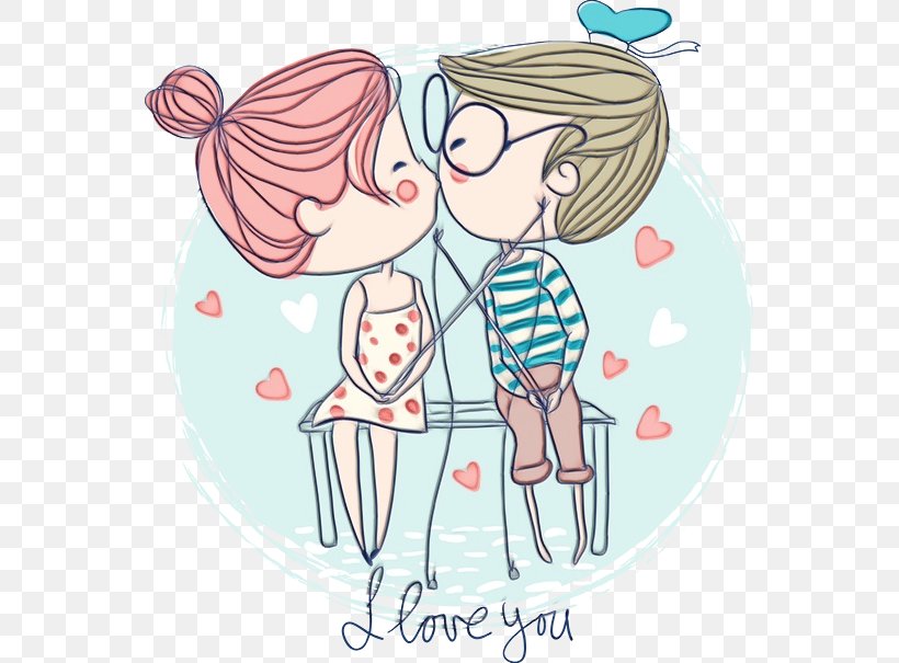 Couple Love Cartoon, PNG, 555x605px, Watercolor, Art, Cartoon, Character,  Child Download Free
