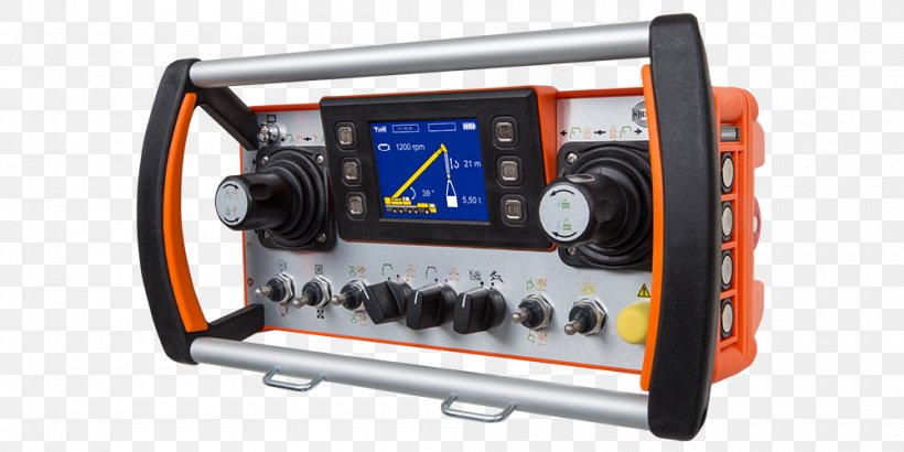 Crane Joystick Radio Control Remote Controls HBC-radiomatic GmbH, PNG, 1000x500px, Crane, Aerials, Computer Monitors, Concrete Pump, Electronics Download Free