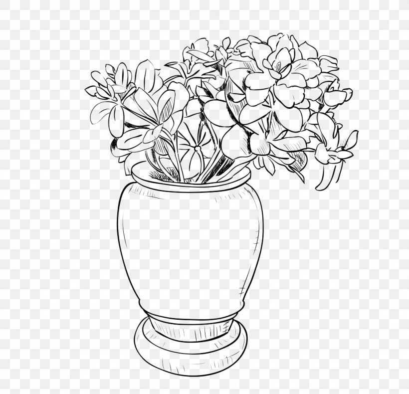 Drawing Sketch Vector Graphics Vase Illustration, PNG, 1018x981px, Watercolor, Cartoon, Flower, Frame, Heart Download Free