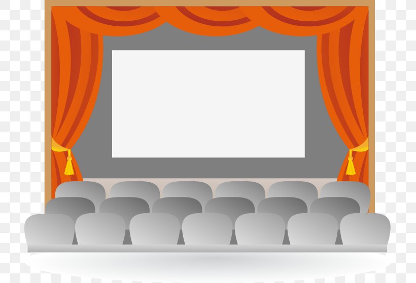 Cinema Theater Drapes And Stage Curtains, PNG, 724x559px, Cinema, Film, Orange, Picture Frame, Professional Audiovisual Industry Download Free