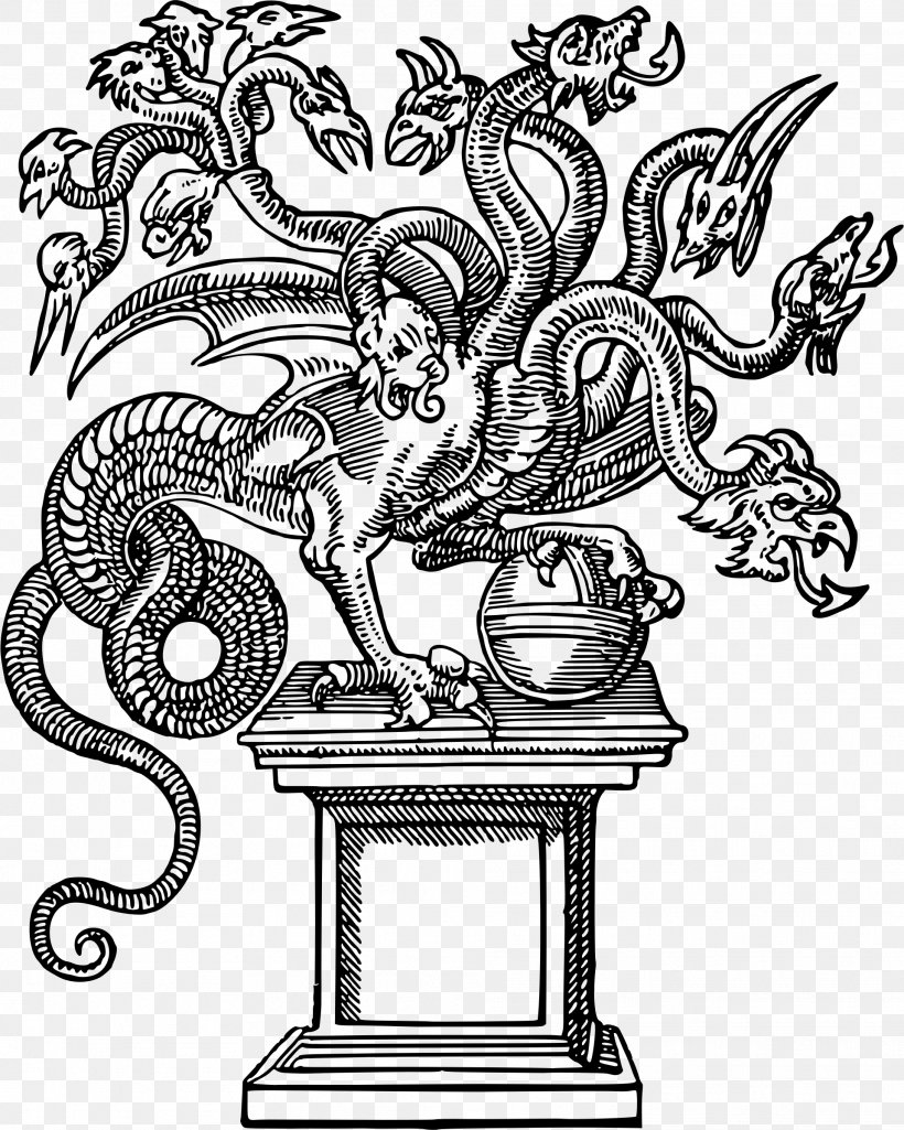 Lernaean Hydra T-shirt Drawing Greek Mythology, PNG, 1918x2399px, Lernaean Hydra, Art, Artwork, Black And White, Dragon Download Free