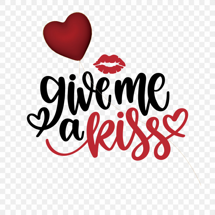 Give Me A Kiss Valentines Day Love, PNG, 3000x3000px, Valentines Day, Calligraphy, Heart, Kiss, Logo Download Free