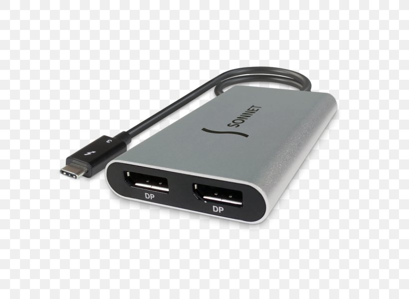 Sonnet Thunderbolt 3 To Dual DisplayPort Adapter, PNG, 600x600px, Thunderbolt, Adapter, Apple, Cable, Computer Monitors Download Free