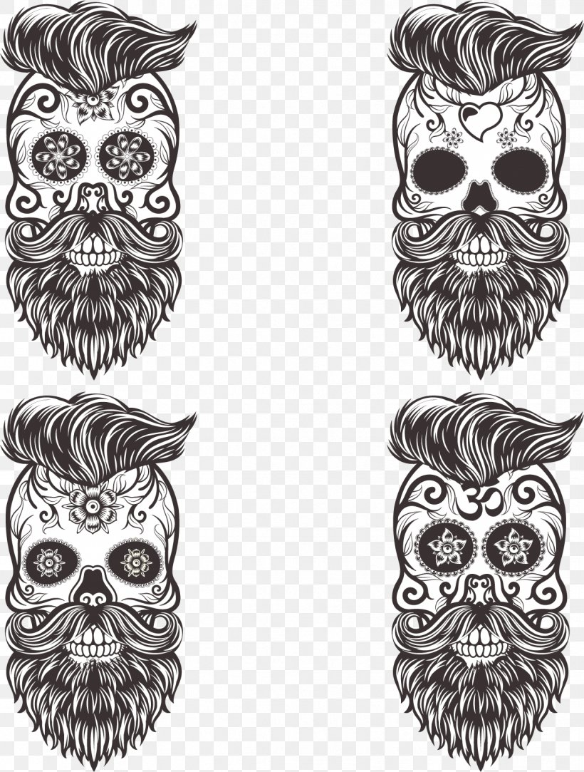Calavera Skull Euclidean Vector Drawing Day Of The Dead, PNG, 1238x1636px, Calavera, Beard, Bird, Bird Of Prey, Black And White Download Free