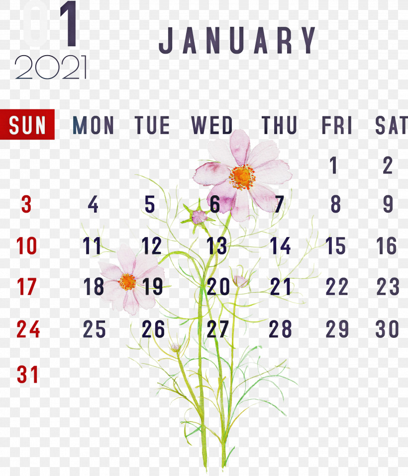 January January 2021 Printable Calendars January Calendar, PNG, 2750x3213px, January, Cut Flowers, Floral Design, Flower, January Calendar Download Free