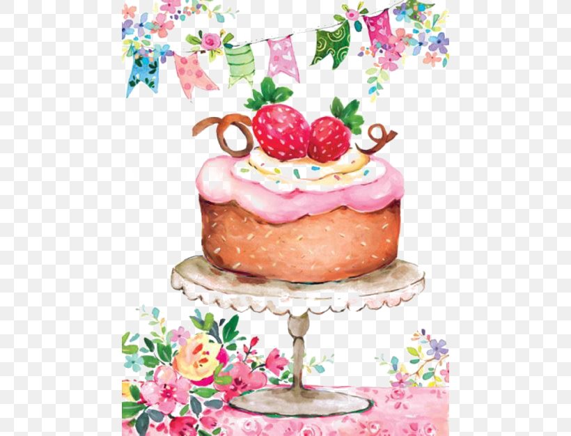 Birthday Cake Strawberry Cream Cake Illustration, PNG, 470x626px, Birthday Cake, Art, Baking, Birthday, Buttercream Download Free