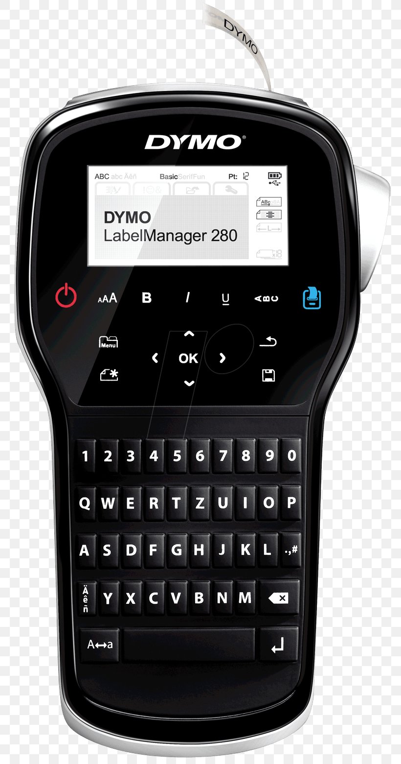 DYMO BVBA Label Printer DYMO LabelManager 280 DYMO LabelMANAGER 160 Monochrome Label Maker, PNG, 793x1560px, Dymo Bvba, Dymo Labelwriter 450, Electronic Device, Feature Phone, Label Download Free