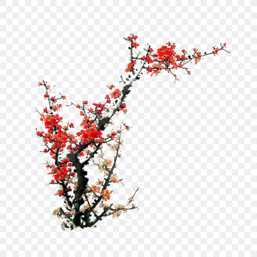 Ink Wash Painting Plum Blossom, PNG, 2000x2000px, Ink Wash Painting, Blossom, Branch, Channel, Flower Download Free