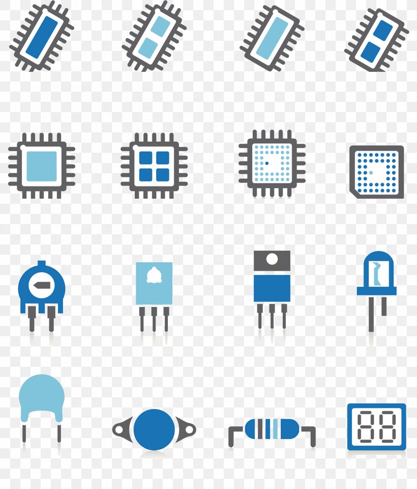 Electronic Component Integrated Circuit Transistor Icon, PNG, 1389x1627px, Integrated Circuits Chips, Area, Blue, Brand, Computer Download Free