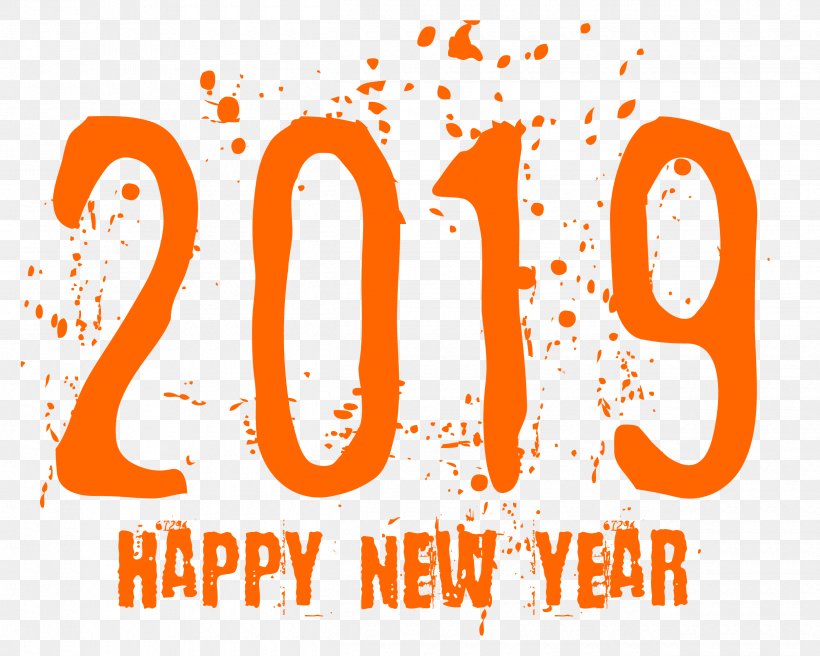 Happy New Year 2019 Transparent ., PNG, 2500x2000px, Logo, Area, Brand, Number, Orange Download Free