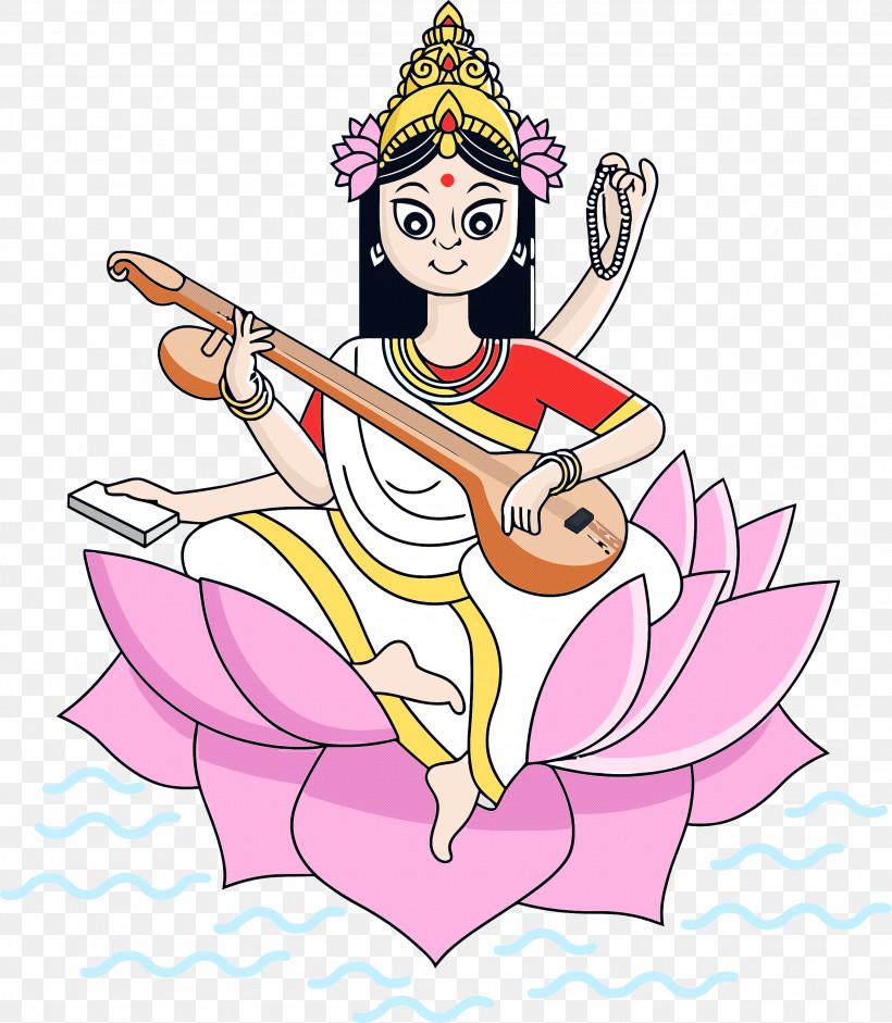 Vasant Panchami Basant Panchami Saraswati Puja, PNG, 2612x3000px, Vasant Panchami, Basant Panchami, Cartoon, Pink, Saraswati Download Free