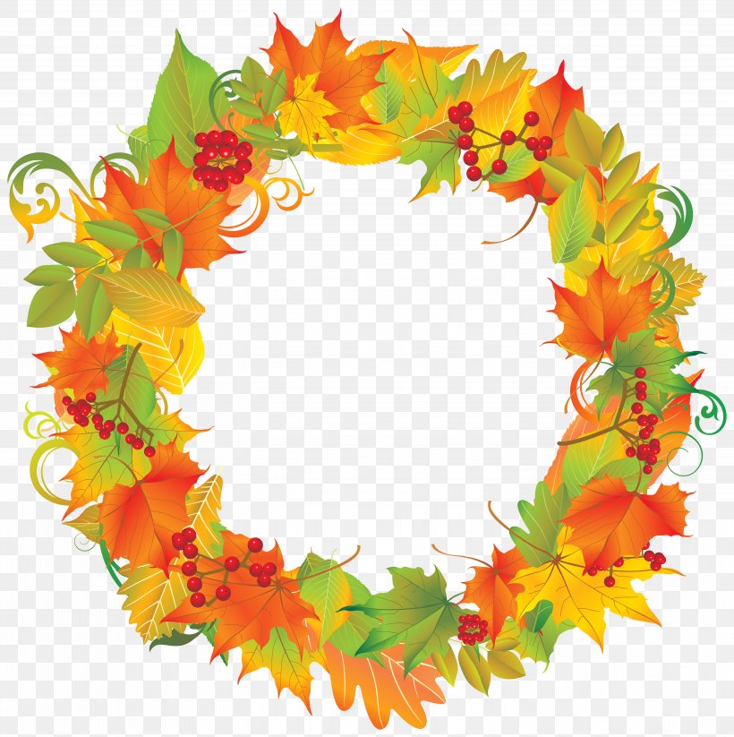 Autumn Wreath Clip Art, PNG, 5898x5923px, Wreath, Advent Wreath, Autumn, Autumn Leaf Color, Christmas Decoration Download Free