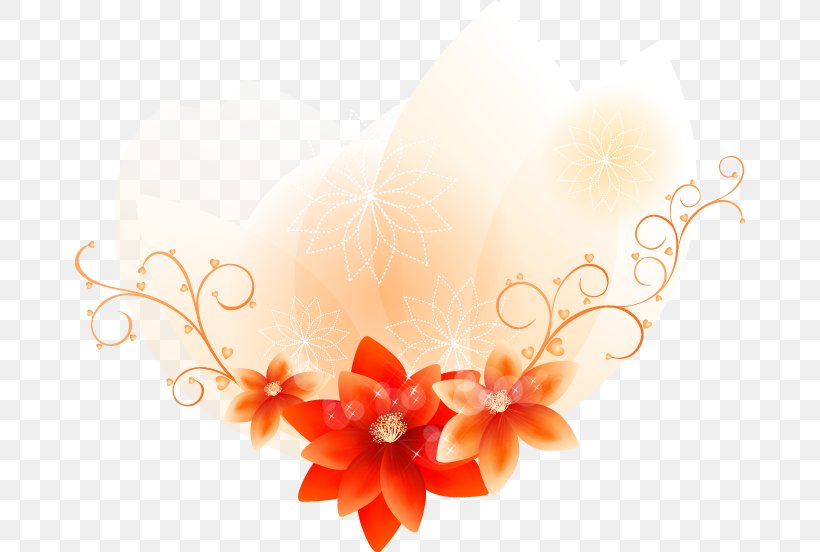 Orange Flower Pattern Hand-painted Dream, PNG, 670x552px, Flower, Flowering Plant, Heart, Peach, Petal Download Free