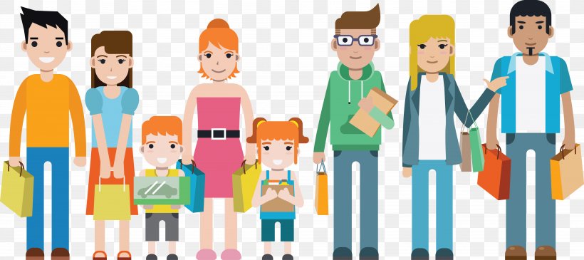 Shopping Family Flat Design Child, PNG, 4508x2008px, Shopping, Cartoon, Child, Communication, Daughter Download Free