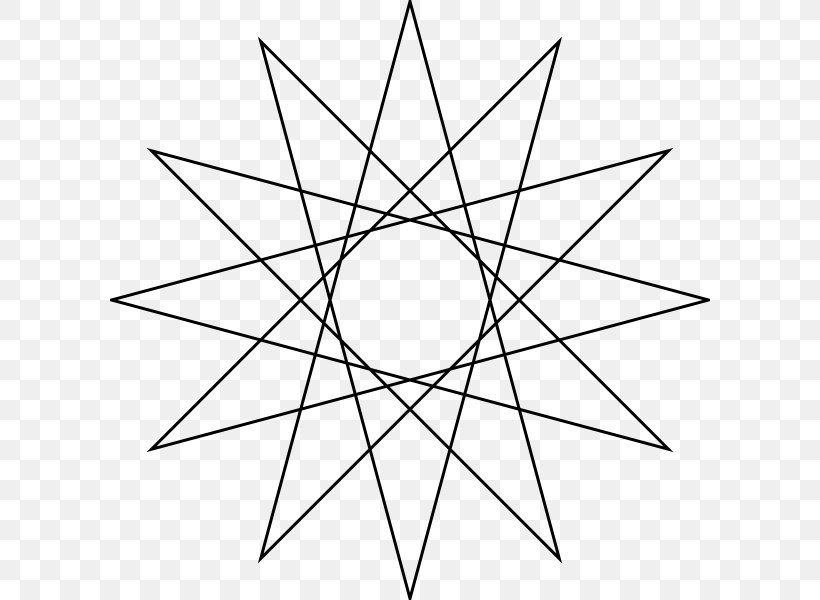 Star Polygon Geometry Clip Art, PNG, 600x600px, Star Polygon, Area, Black And White, Concave Polygon, Diagram Download Free