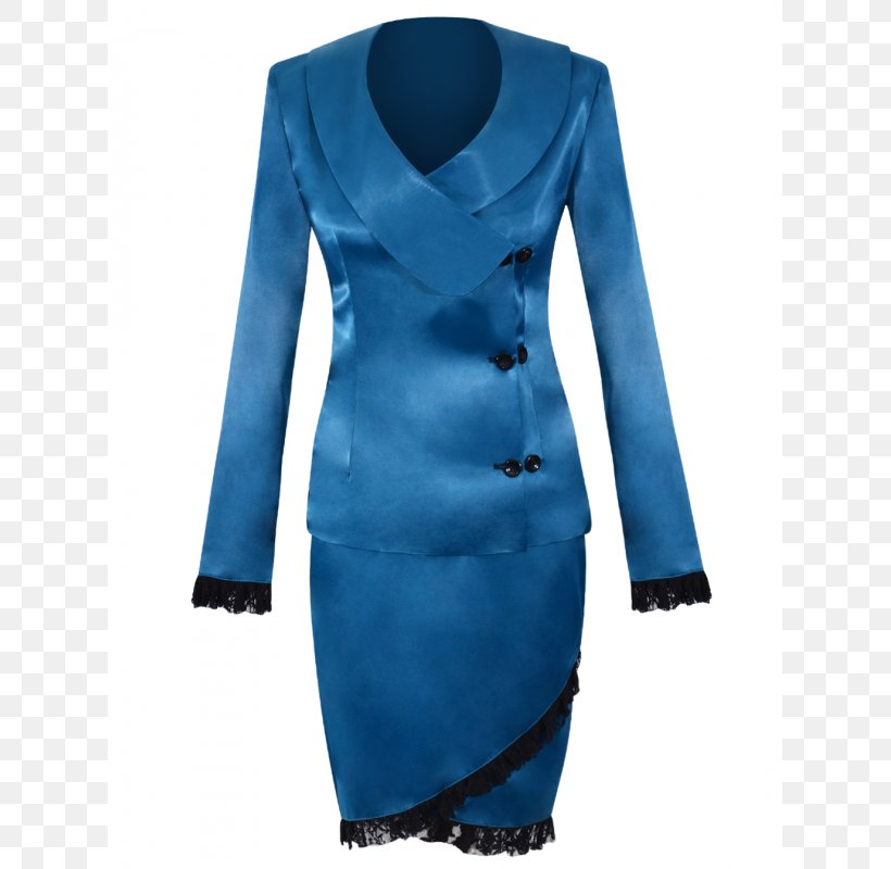 Satin Suit Sport Coat Dress Skirt, PNG, 800x800px, Satin, Blue, Button, Cobalt Blue, Collar Download Free