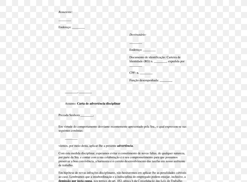 Document Justa Causa Recommendation Letter Employment, PNG, 532x606px, Document, Area, Brand, Carta Documento, Communication Download Free
