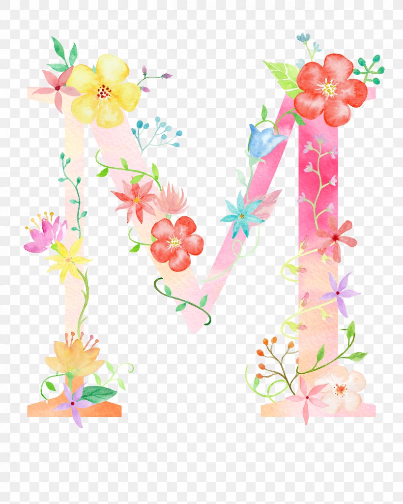 Letter Flower M Poster, PNG, 2400x3000px, Letter, Branch, D With Stroke, English Alphabet, Flora Download Free