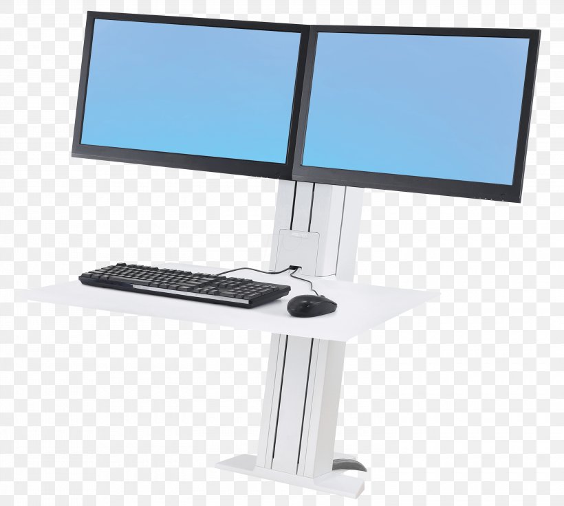 Sit-stand Desk Multi-monitor Workstation Computer Monitors Computer Cases & Housings, PNG, 3000x2696px, Sitstand Desk, Computer Cases Housings, Computer Monitor, Computer Monitor Accessory, Computer Monitors Download Free