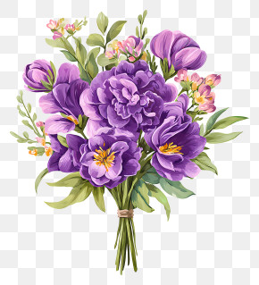 Purple Bouquet - Bouquet Of Purple Flowers PNG