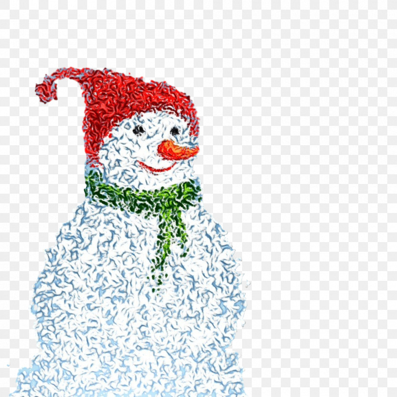 Snowman, PNG, 1000x1000px, Watercolor, Holiday Ornament, Paint, Snowman, Wet Ink Download Free