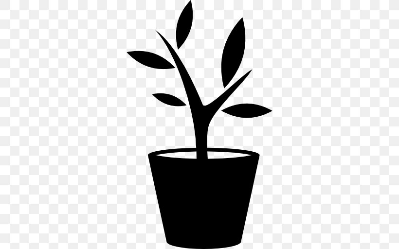 Flowerpot Plant Garden, PNG, 512x512px, Flowerpot, Black And White, Branch, Cup, Flower Download Free