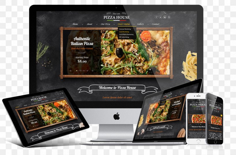 Web Template Responsive Web Design Pizza, PNG, 1200x791px, Web Template, Bootstrap, Brand, Electronics, Gadget Download Free