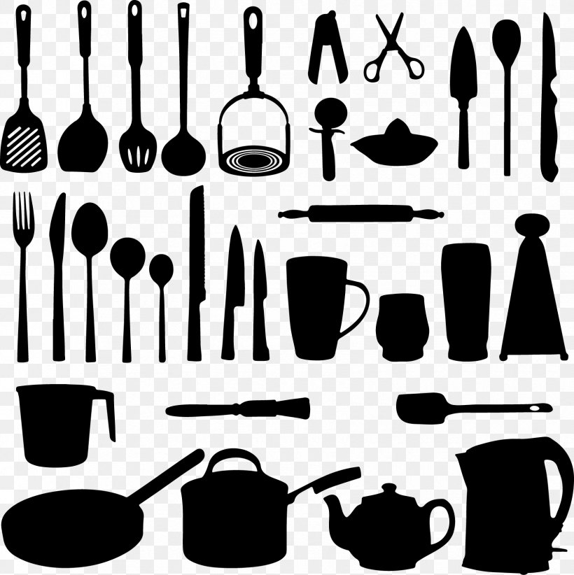 Kitchen Utensil Clip Art, PNG, 1675x1681px, Kitchen Utensil, Black And White, Communication, Cutlery, Fork Download Free