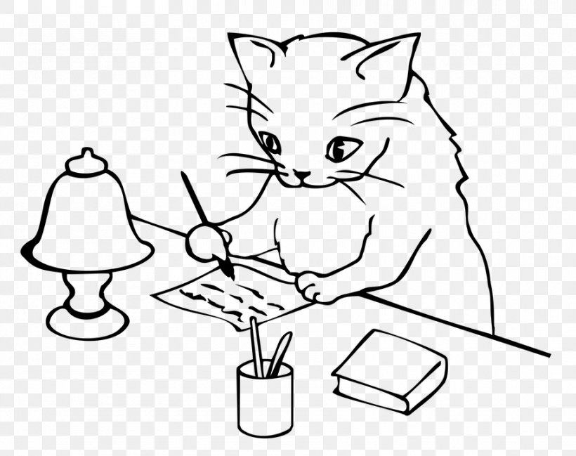 Cat Writing Writer Letter, PNG, 909x720px, Watercolor, Cartoon, Flower, Frame, Heart Download Free