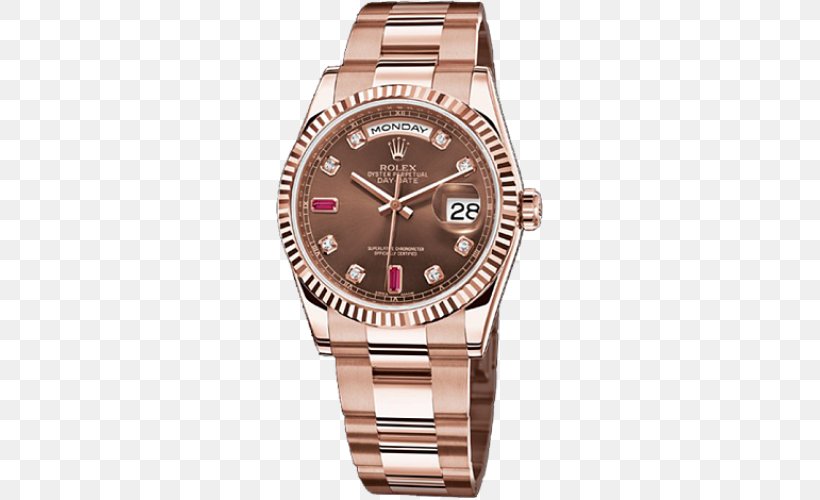 Watch Rolex Day-Date Rolex Oyster Clock, PNG, 500x500px, Watch, Bracelet, Brand, Brown, Clock Download Free