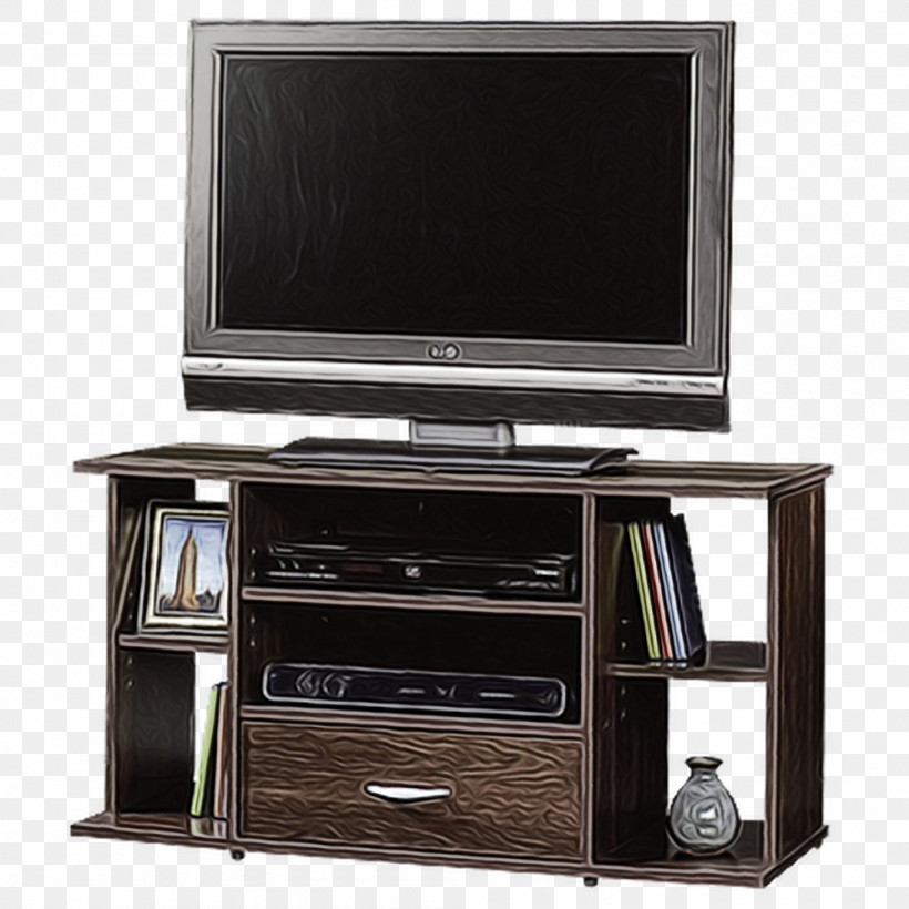 Furniture Entertainment Center Shelf Screen Drawer, PNG, 1000x1000px, Watercolor, Chest Of Drawers, Computer Desk, Computer Monitor Accessory, Drawer Download Free