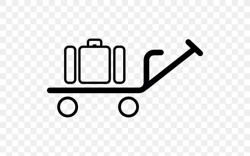 Baggage Cart Travel Suitcase, PNG, 512x512px, Baggage, Area, Bag, Baggage Cart, Black And White Download Free