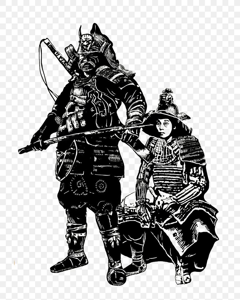 Japan Sengoku Period Samurai Illustration, PNG, 724x1024px, Japan, Armour, Art, Black And White, Bushi Download Free
