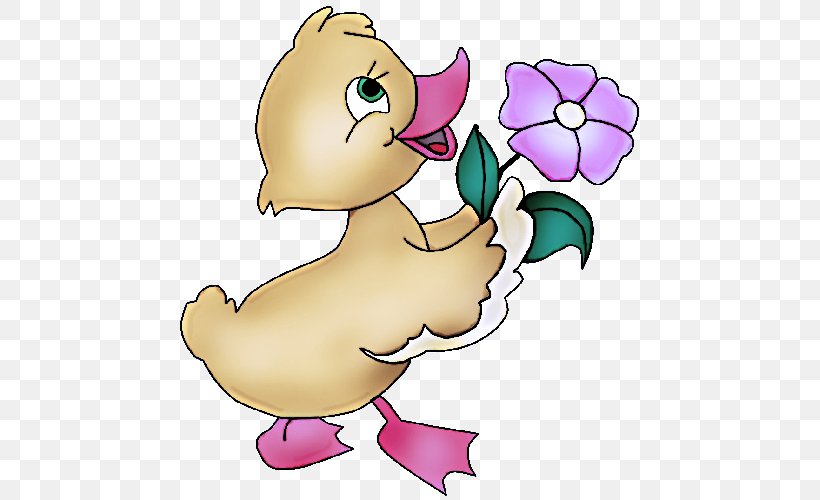 Cartoon Clip Art Plant Flower Animation, PNG, 500x500px, Cartoon, Animation, Duck, Fictional Character, Flower Download Free