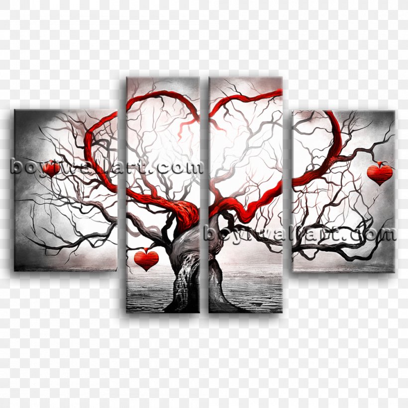 Painting Canvas Tree Abstract Art Decorative Arts, PNG, 1000x1000px, Watercolor, Cartoon, Flower, Frame, Heart Download Free