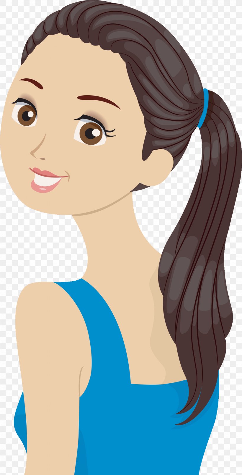 Girl Cartoon, PNG, 1225x2400px, Ponytail, Animation, Beauty, Black Hair, Brown Hair Download Free